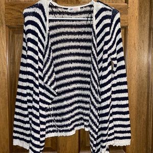 youth cardigan- navy and white stripes